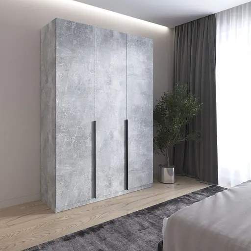 Шкаф для одежды Vays M-32 Бетон, 2 штанги и полки, ЛДСП, 150×50×220 см - для спальни, гостиной, прихожей