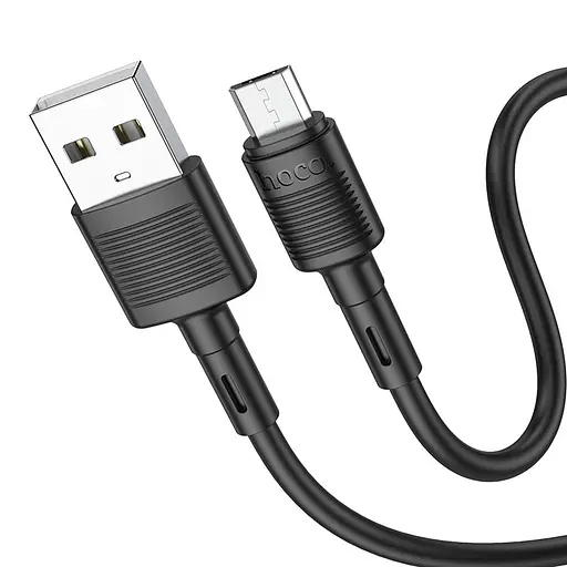 Кабель HOCO X83 USB to Micro 2.4A, 1m, PVC, PVC connectors, Black - фото 3