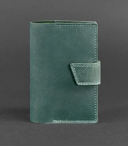 Шкіряна обкладинка для паспорта 4.0 зелена Crazy Horse - фото 1