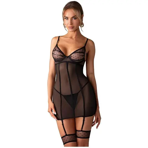 Пеньюар Obsessive Nuites L/XL чорний