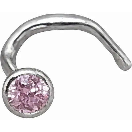 Серебряная серьга-пирсинг в нос. 1023.7С Розовый (светлый) - фото 1