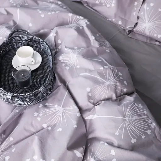 Простыня на резинке MirSon Поплин 00-3 Grey Dandelions 90х200 см серая (2200009701788) - фото 4