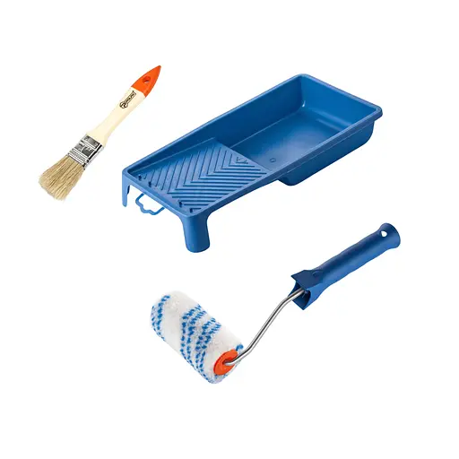 Валик "Нейлон" 100х30 мм з ручкою, ванночка і пензлик "Стандарт" Polax (770-270) - фото 1