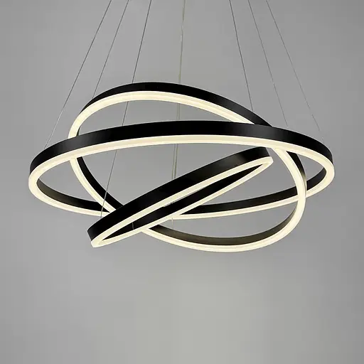 Подвесная люстра в черном корпусе на три кольца 80, 60 и 40 см Ст. MJ 93-800+600+400 BK Line F - фото 2