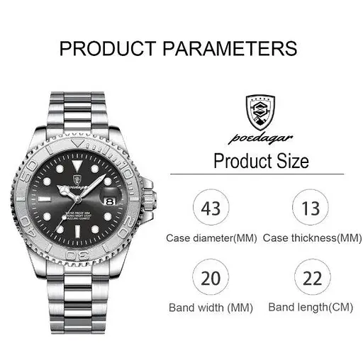 Чоловічий наручний годинник Poedagar Pilot (Сріблястий) - фото 3