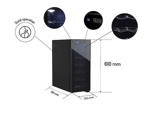 Винна шафа холодильник Adler AD 8075 12 пляшок/33 літри - фото 3