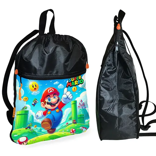 Рюкзак-мішок для взуття, спортивної форми Супер Маріо «Super Mario» дитяча сумка для змінки з розширювачем (01331)