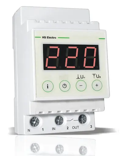 Пристрій контролю напруги УКН-50с дін-рейка (зелений) HS ELECTRO ( ГАРАНТІЯ 5 РОКІВ) - фото 1