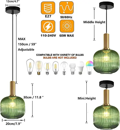 Підвісний світильник HJXDtech з абажуром з янтар - фото 3