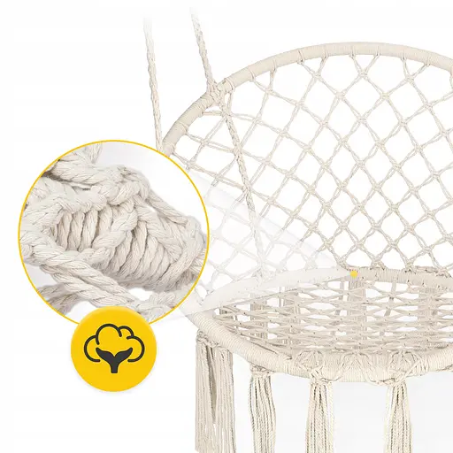 Крісло-гойдалка 4FIZJO Boho Dream 80 см підвісна, плетена Beige (P-5905973404518) - фото 3