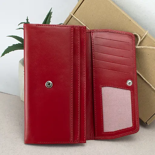 Кошелек женский кожаный Leona красный питон - фото 2