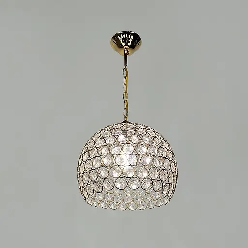 Золотий підвісний світильник із декоративним кришталем Ø 25 см | Line F | Арт. 402/1L GD - фото 2