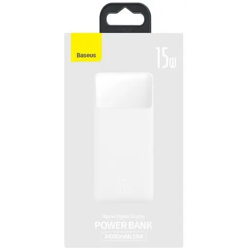 Зовнішній акумулятор (павербанк) Baseus Bipow Digital Display Powerbank 15W 30000 mAh White (PPBD050202) - фото 6