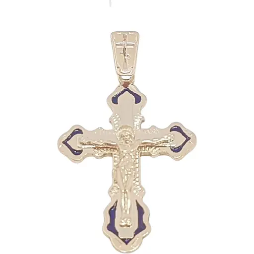 Золотий хрестик Харківська ювелірна фабрика з емаллю. Розп'яття Христа. 158