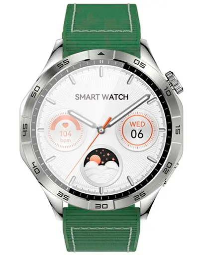 Смарт-часы XO Watch 4 AMOLED Screen Smart Sports Call Watch серебристый зеленый ремешок - фото 1