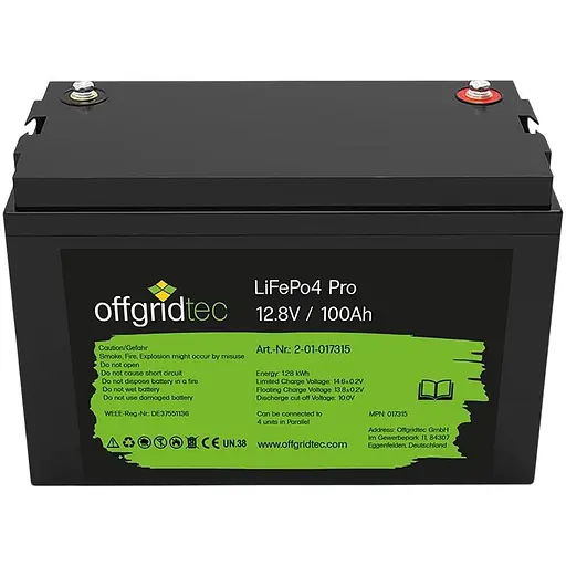 Аккумулятор AGM Offgridtec LiFePO4 12.8V 100 Ah 100А BMS 1280 Wh
