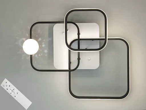 Світлодіодна люстра смарт світильник з пультом, 50W, чорний+білий - фото 1