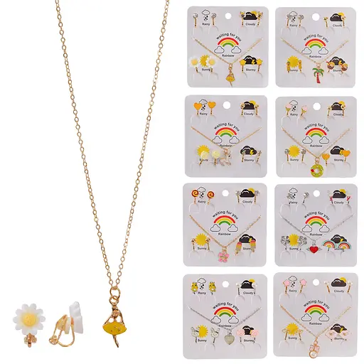 Набір дитячої біжутерії B4334, кліпси 4 пари та ланцюжок (6923036023093) Микс - фото 1