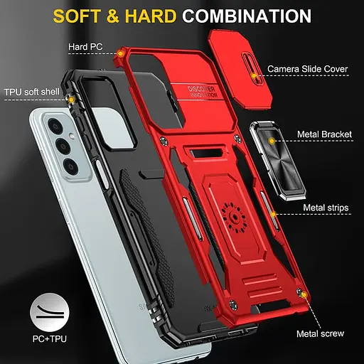 Чехол Epik ударопрочный Camshield Army Ring для Samsung Galaxy A14 4G/5G Красный/Red - фото 6