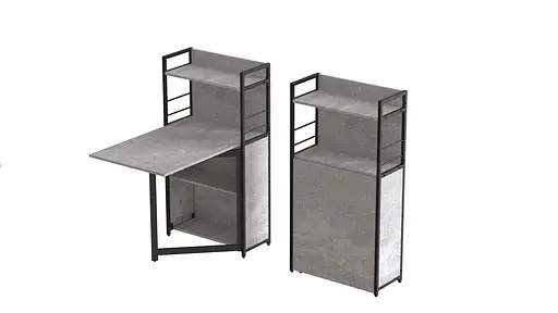 Стол книга с этажеркой Практик 1 Ferrum-decor 1200x640x990 Черный металл ДСП Бетон 16 мм (FRD-104617)