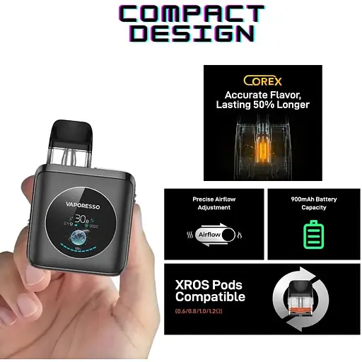 Под-система Vaporesso POD System XROS 4 Nano 30W Pod 1350mAh 3ml Kit Graphite Black (17725) - фото 3