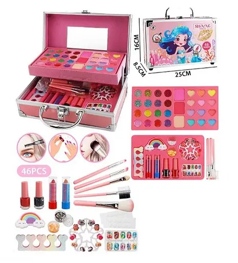 Косметика в металевому кейсі дитяча для макіяжу русалки 48 шт Розовий - фото 8