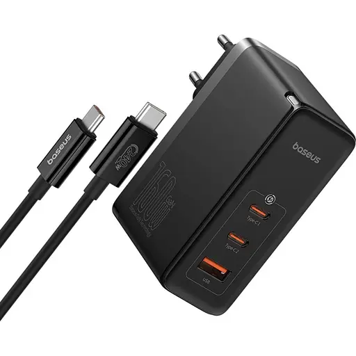 Мережевий зарядний пристрій Baseus GaN5 Pro Fast Charger 160W + Cable USB-C to USB-C Black (P10110825113-00) [136665] - фото 3