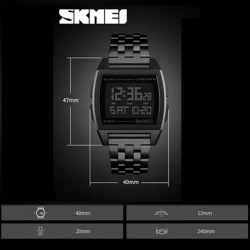 Чоловічий наручний електронний годинник Skmei 1368 Чорний - фото 9