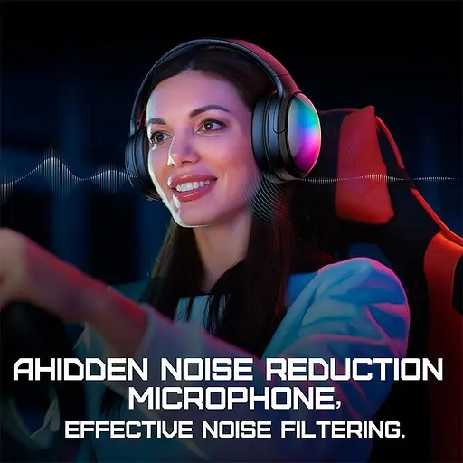 Навушники Onikuma Bluetooth Headphones with ANC Microphone 3, BT5.3, Type-C, AUX, ANC, 800mAh, 38H, RGB, black - фото 10