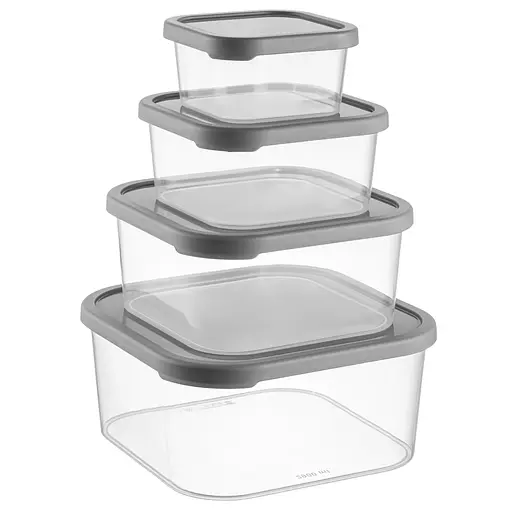 Набір контейнерів з кришками Idea Home Quick Box Gray 4 шт. 0.4/0.9/1.8/2.9 л сірий (00655 Gray)