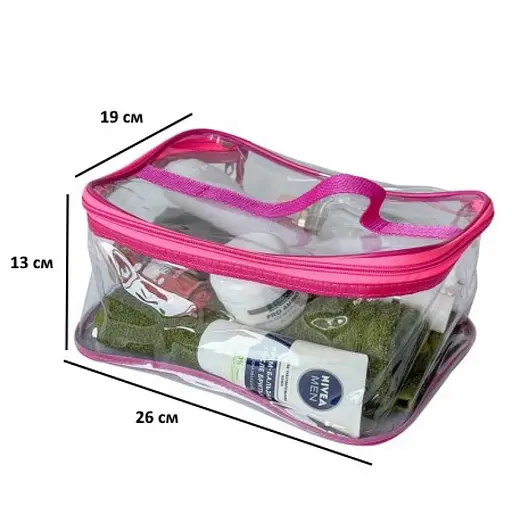 Комплект прозорих косметичок 2 шт (рожевий) - фото 5