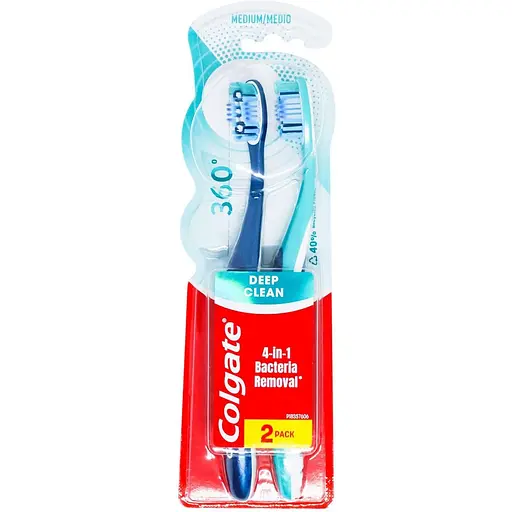 Зубна щітка Colgate 360 Суперчистота усієї порожнини рота блакитна з синім 2 шт.  - фото 1