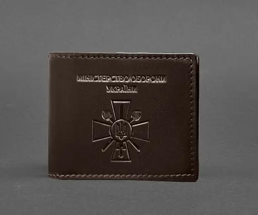 Кожаная обложка для удостоверения министерства обороны темно-коричневая - фото 1