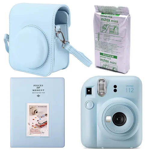Набор камера Fujifilm Instax Mini 12, Фотобумага 10шт, Чехол, Фотоальбом 64 фото Голубой - фото 1