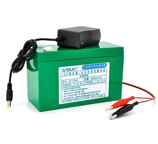 Аккумуляторная батарея литиевая QiSuo QS1206ACH 12V 6Ah Li-ion 18650 + зарядное 12,6В 1А