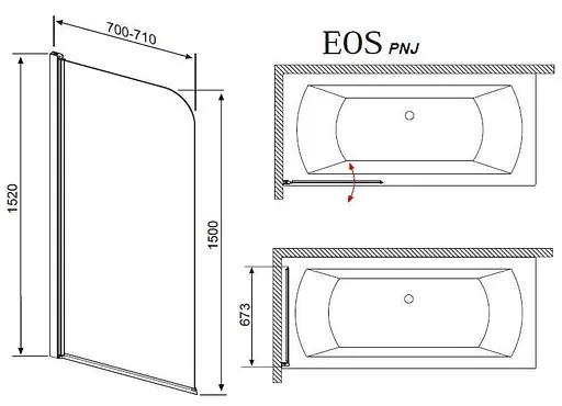 Шторка для ванни Radaway Eos PNJ 50 205102-101R права - фото 4