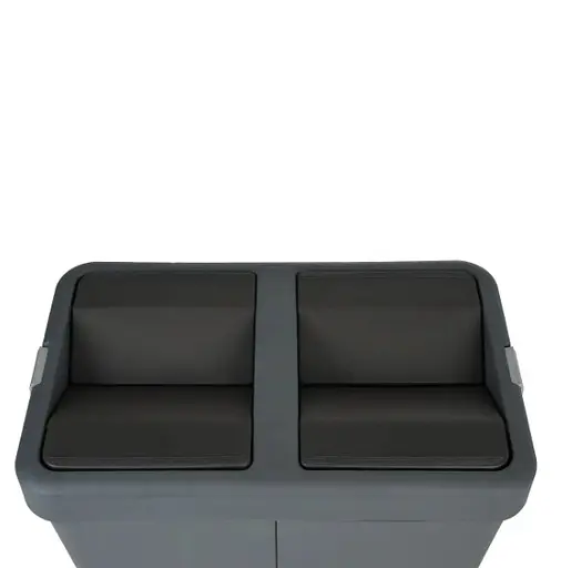 Мусорное ведро Motek двойное 14 л + 14 л с поворотной крышкой Антрацит (COB-428)  - фото 3