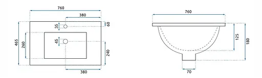 Умивальник Rea Dafne 75 врізний білий REA-U0040, Білий - фото 4