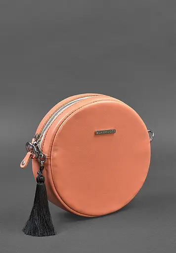 Кругла жіноча шкіряна сумочка Tablet коралова - фото 6