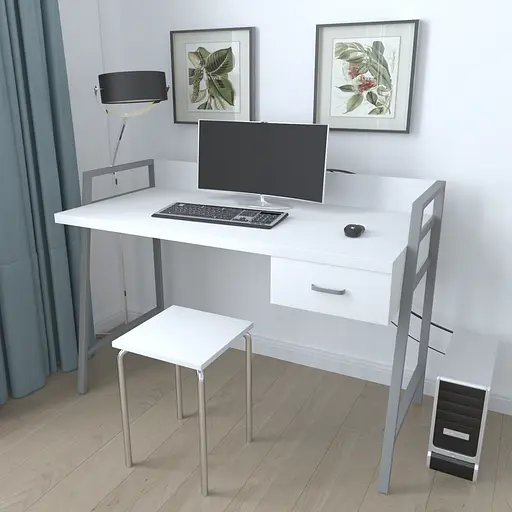 Письмовий стіл Ferrum-decor Комфорт 750x1200x600 Сірий метал ДСП Біле 32 мм (FRD-103450) - фото 2