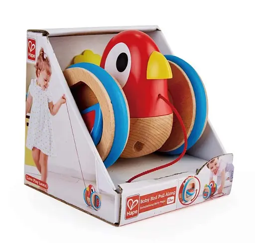 Деревянная каталка Hape E0360 Птенчик развивающая деревянная игрушка из дерева для малышей - фото 8