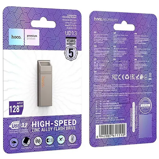 Флеш-накопитель Hoco UD13 USB3.2 – 128GB Gray - фото 6