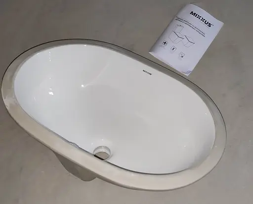 Умивальник врізний під стільницю Mixxus Premium Ellipse-1701 570x385x205 мм з переливом MP6566, Білий - фото 7