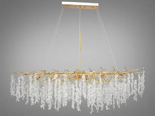 Красива кришталева люстра "Гліцинія" витягнутої форми, 15 ламп, золото - фото 3