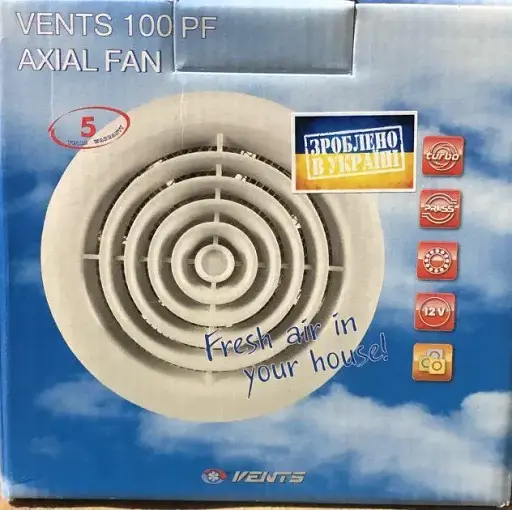 Вентилятор бытовой вытяжной Vents 100 ПФ круглый с сеткой Белого цвета - фото 5