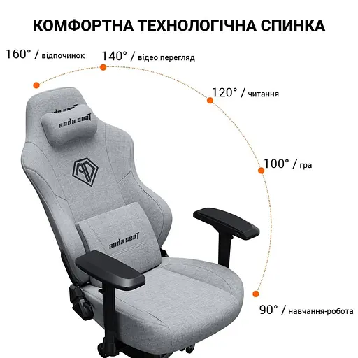 Игровое кресло Anda Seat Phantom 3 Pro Fabric Dark Gray Size L (AD18YC-06-GB-F) - фото 10