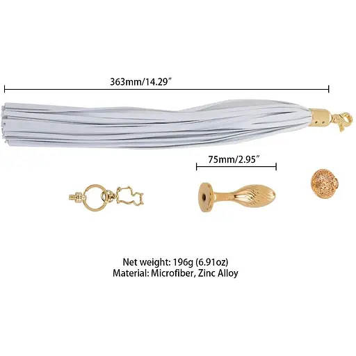 Металева анальна пробка Хвіст поні Lockink Sevanda White Pony-Tail Anal Pear-shape Plug - фото 6