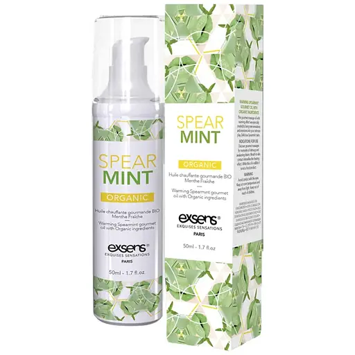 Масажне масло Exsens Organic Spear Mint розігріваюче, без цукру, без парабенів, їстівне 50 мл