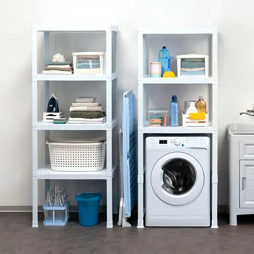 Стеллаж пластиковый PIANO 75x60x184h с 3 полками, белый - фото 4