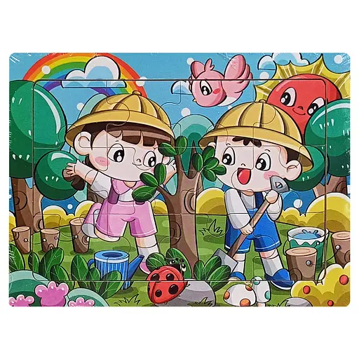 Дитячий деревяний пазл-вкладиш Садіння дерев MD 1343-15, 12 елементів